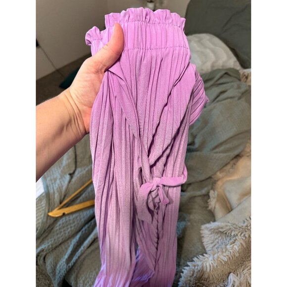 NWT Love Poem by Block Lilac Pleated Belted Wide Leg Pants - Picture 11 of 12